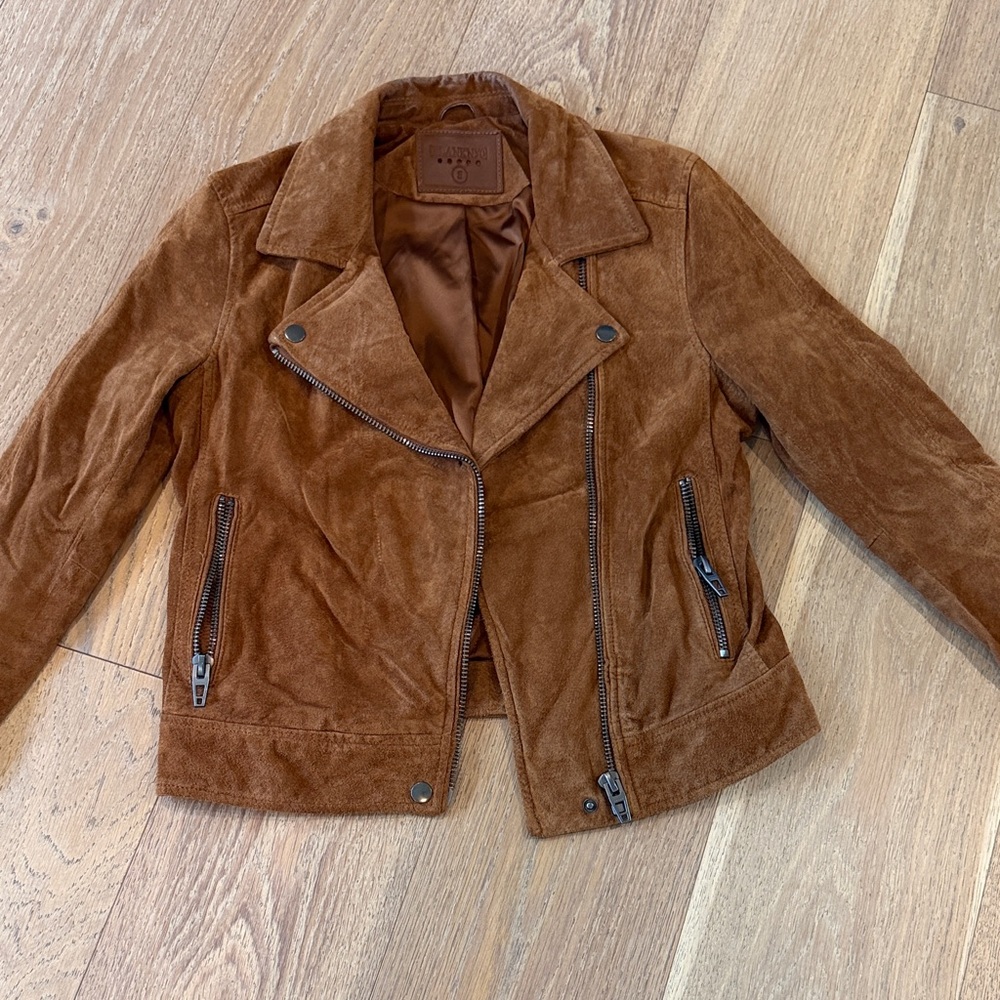 Women's Blank NYC Suede Moto Jacket - Cognac Brown